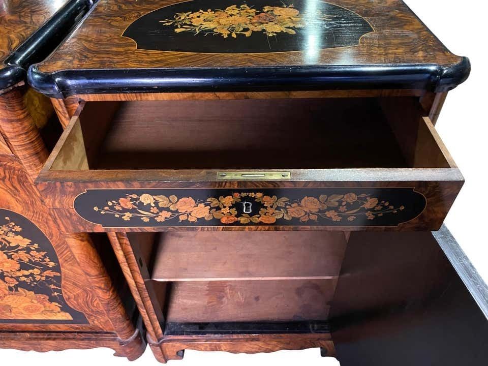 photo vinterior Pair Of Victorian Inlaid Cabinets, 19th Century