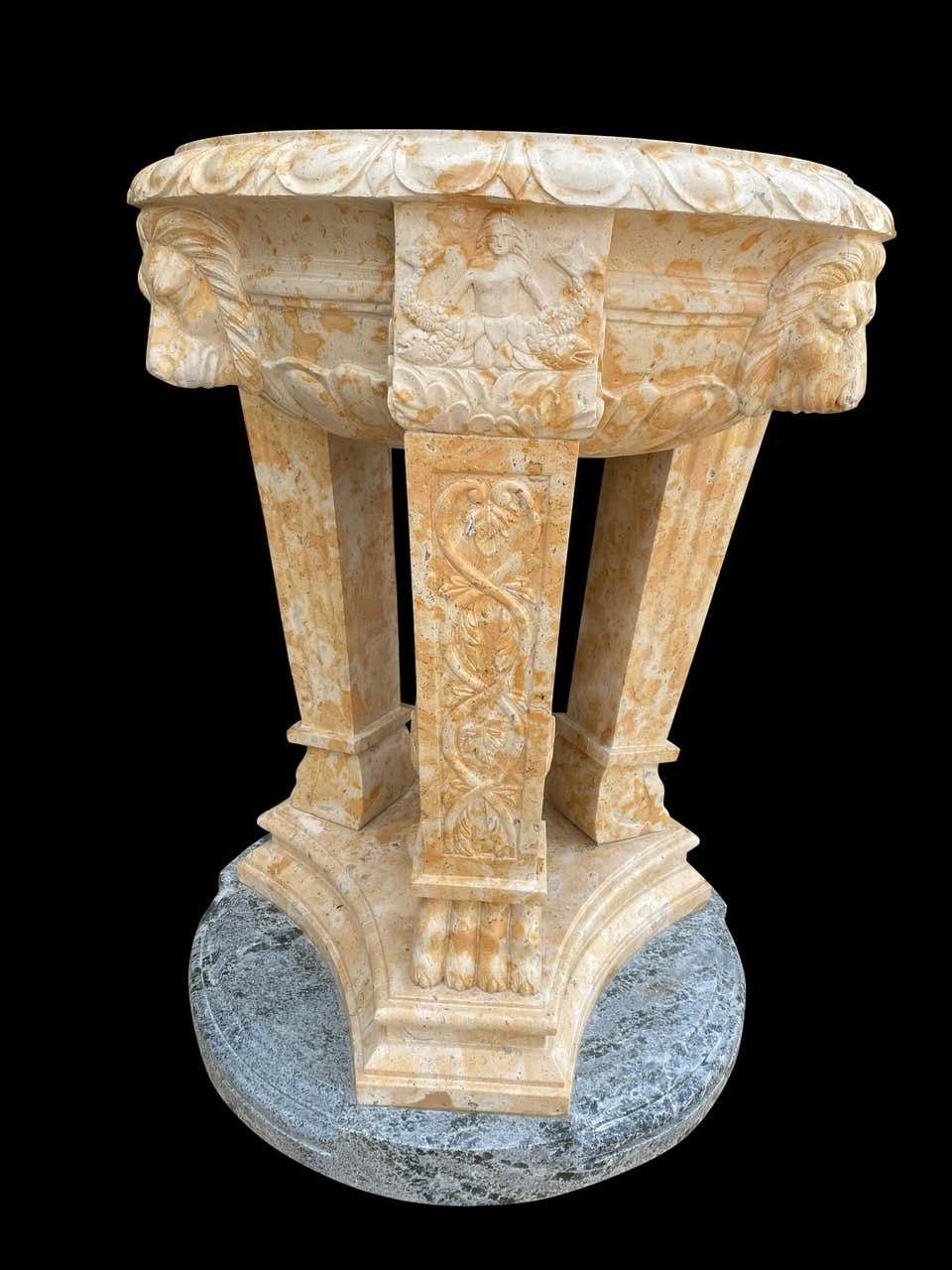 20th Century Two Toned Marble Planter/Tazzer/Bird Bath photo vintage