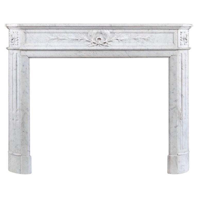 Solid Carrara Marble Louis Style Fireplace