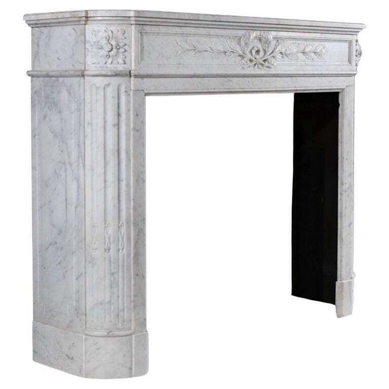 Solid Carrara Marble Louis Style Fireplace photo Home Fixtures