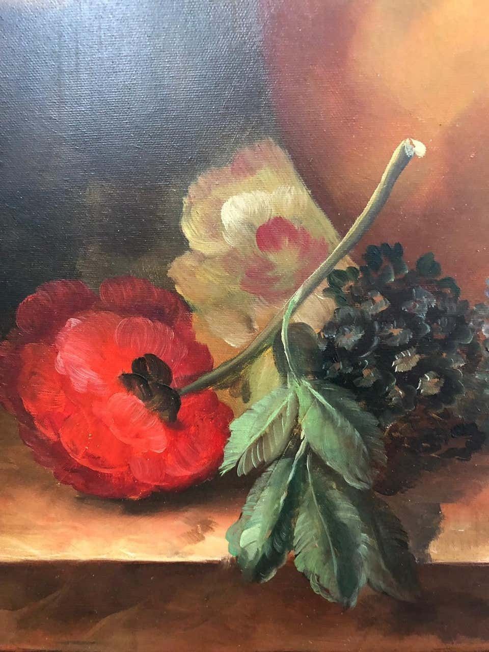 Bouquet Of Carnations And Fruit Still Life, 20th Century photo Art
