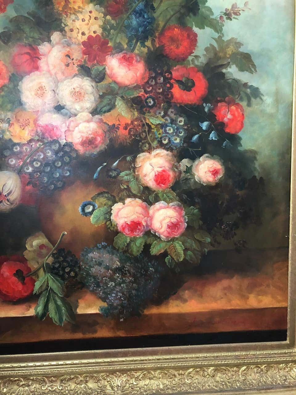 Bouquet Of Carnations And Fruit Still Life, 20th Century photo vinterior