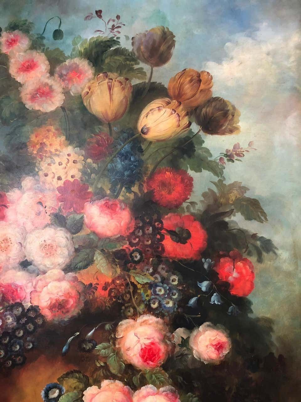 Bouquet Of Carnations And Fruit Still Life, 20th Century photo buy