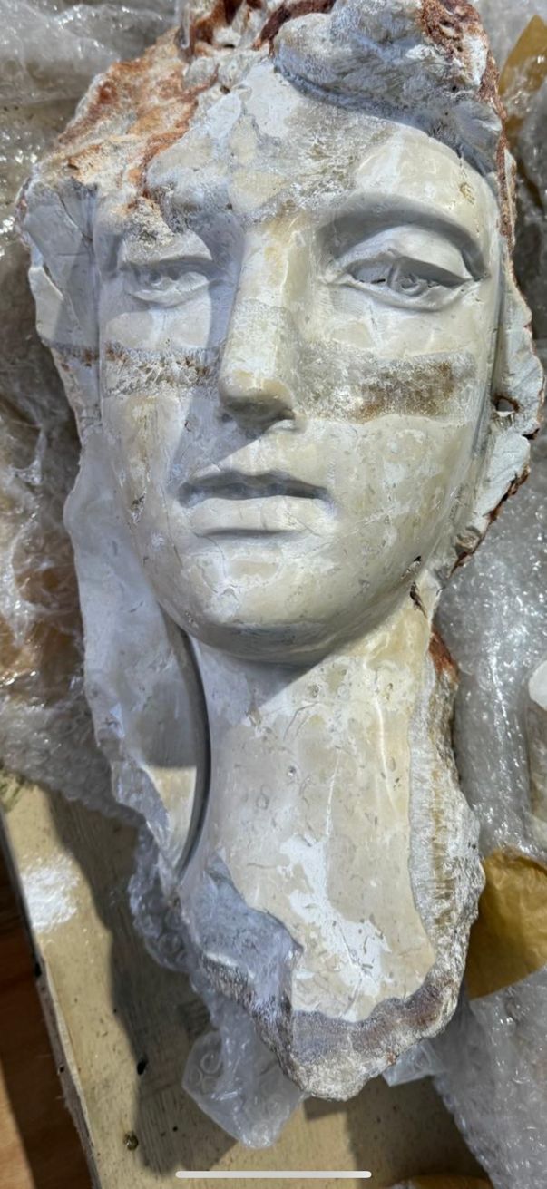 Healing Princess Head Sculpture In Calcite Crystal, 20th Century photo for sale