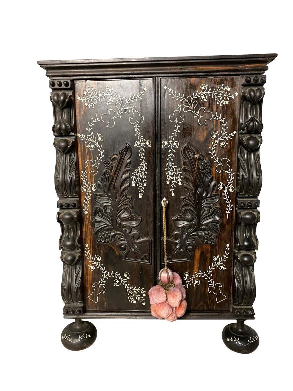 Anglo Indian Ebony Inlaid Cabinet, 19th Century photo furniture
