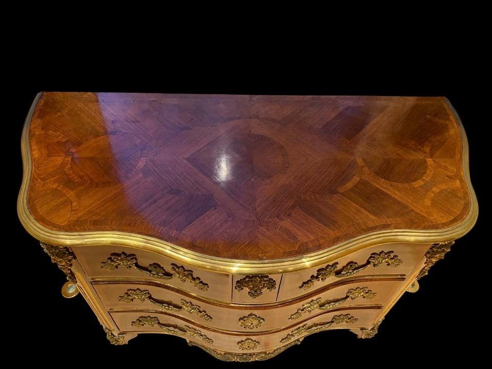 photo furniture French 19th Century Louis XV St. Kingwood, Tulipwood And Ormolu Commode