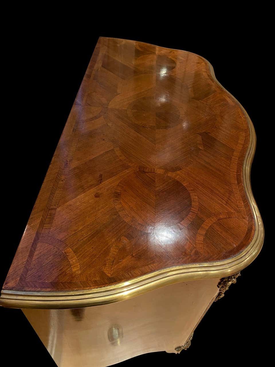 photo for sale French 19th Century Louis XV St. Kingwood, Tulipwood And Ormolu Commode