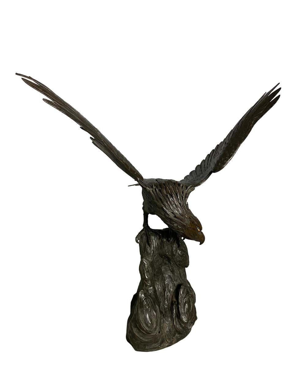 Antique Japanese Bronze Eagle From The Meiji Period, 19th Century photo for sale
