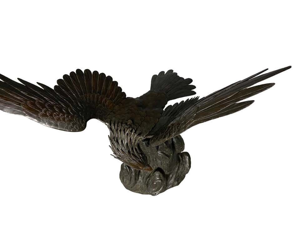 photo vinterior Antique Japanese Bronze Eagle From The Meiji Period, 19th Century