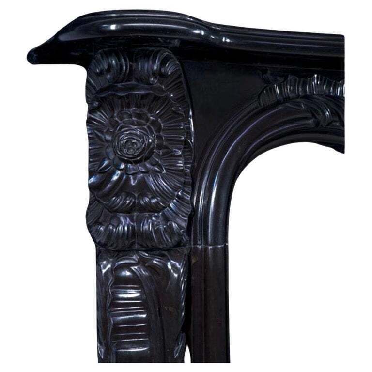 Black Belgian Rococo Marble Fireplace photo for sale
