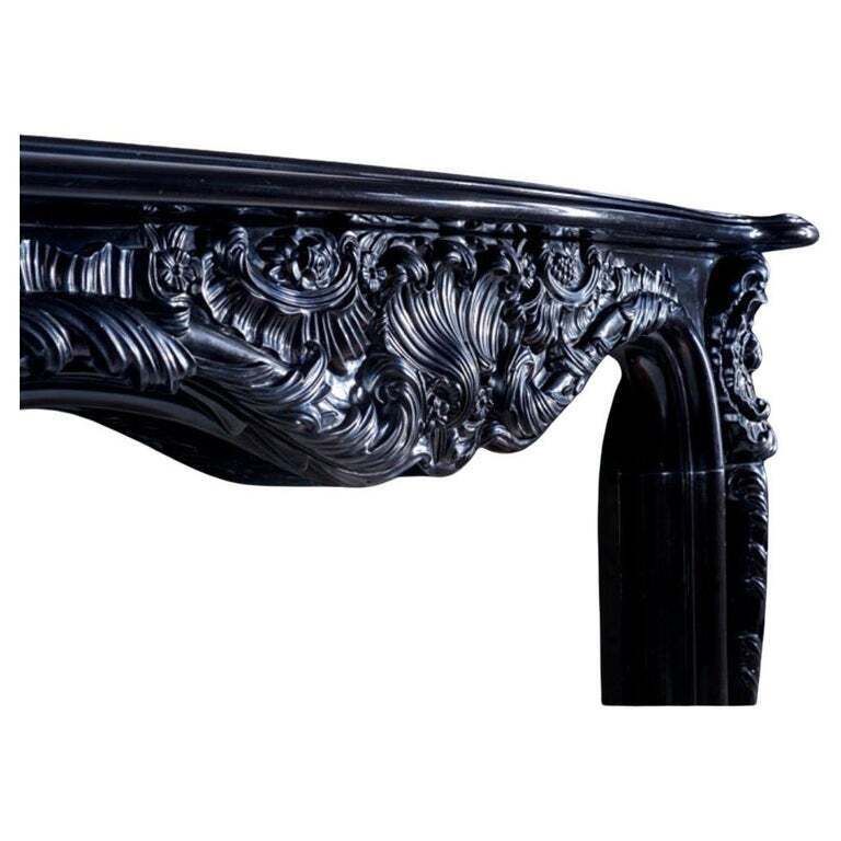 Black Belgian Rococo Marble Fireplace photo vinterior