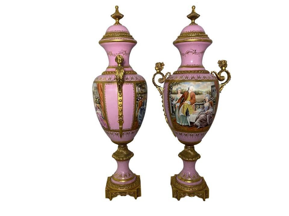 Home Decor Pair Of French Sèvres Marked Monumental Pink, 20th Century photo