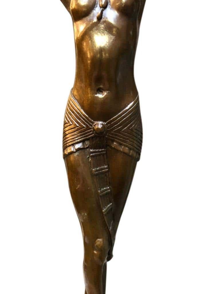 Art Deco Style Bronze Ballerina On Marble Base, Artist J.B Deposee photo vintage