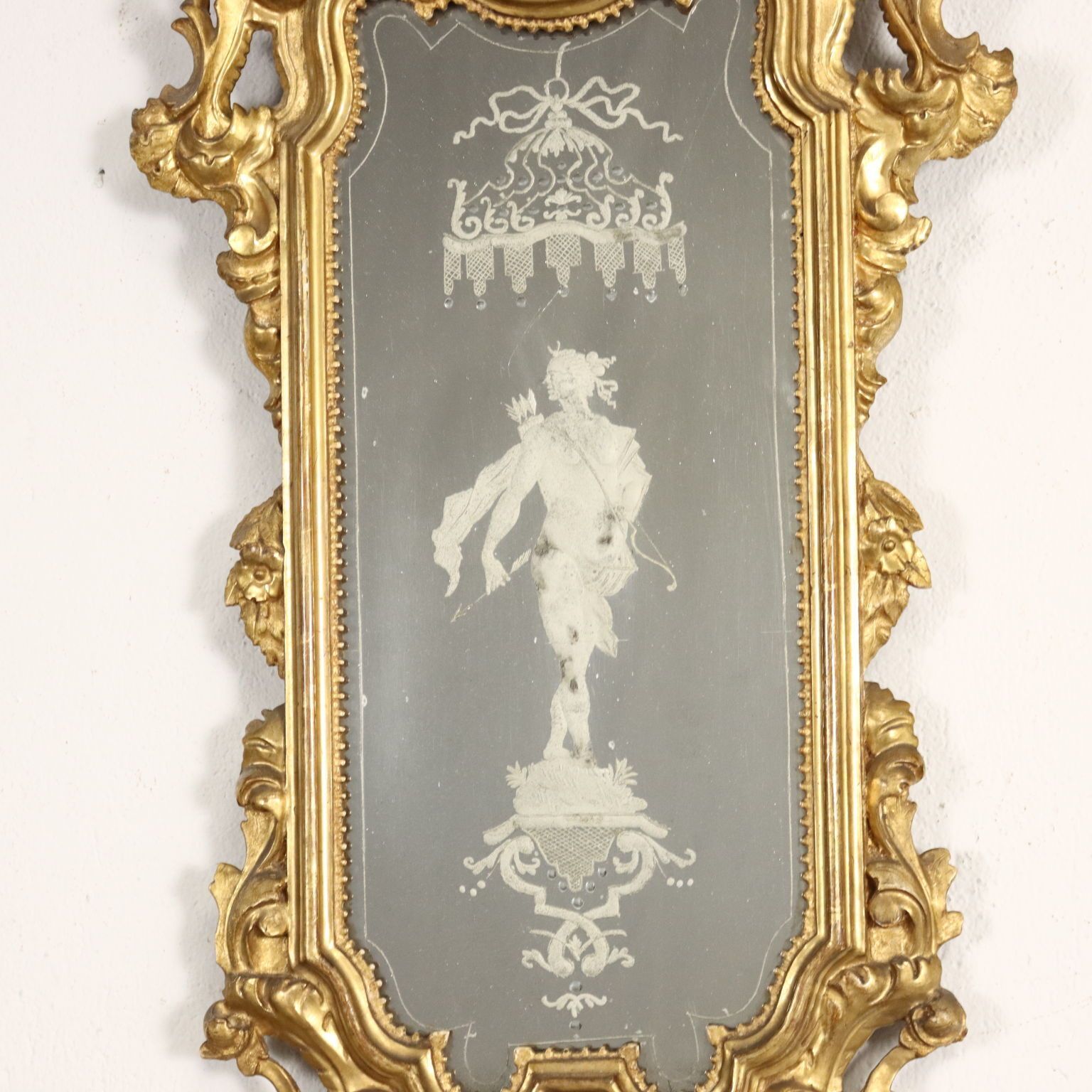 Ancient Baroque Mirrors Mid XVIII Century Mercury Mirror photo for sale
