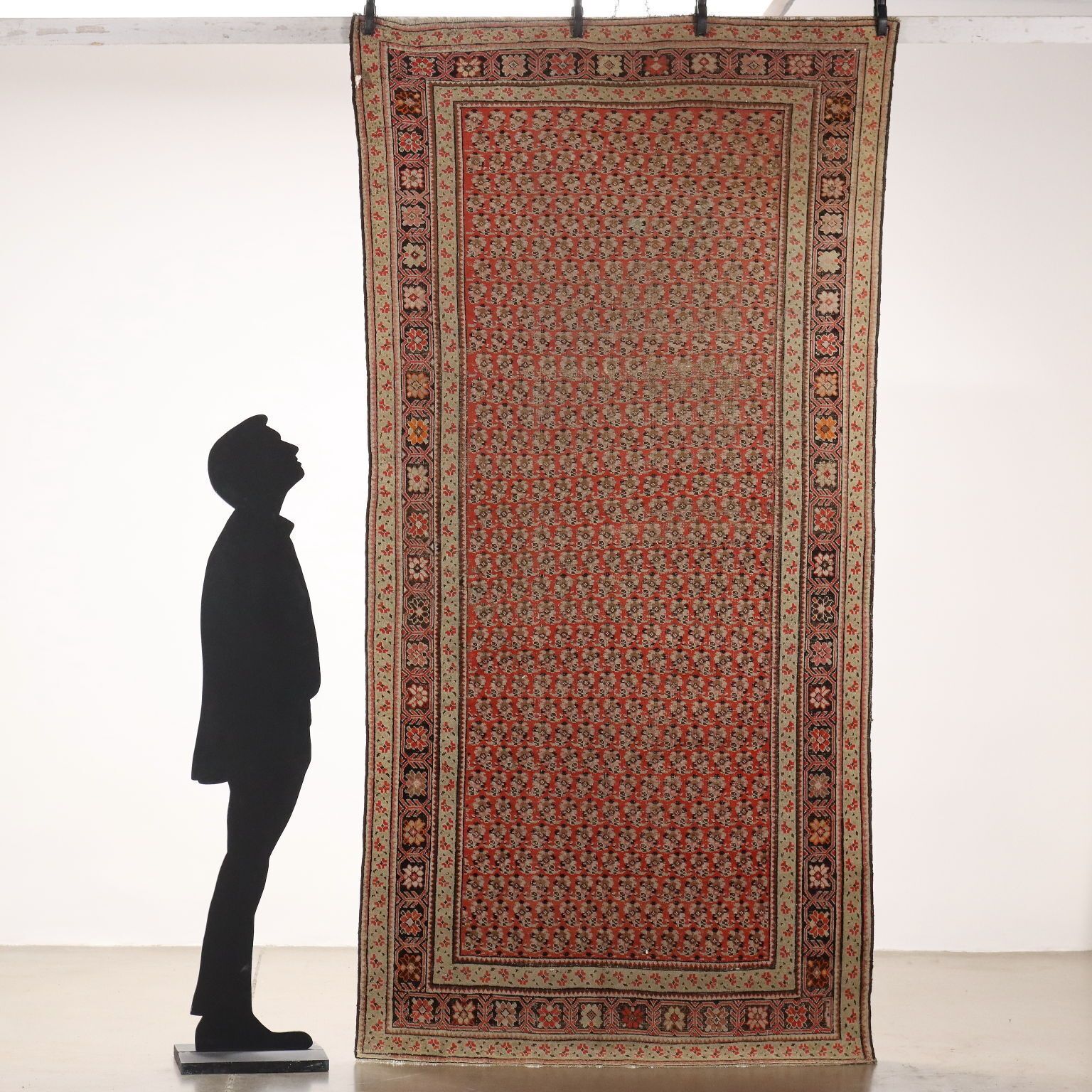 Antique Karabakh Carpet Wool Thin Knot Caucasus 116 X 56 In photo furniture