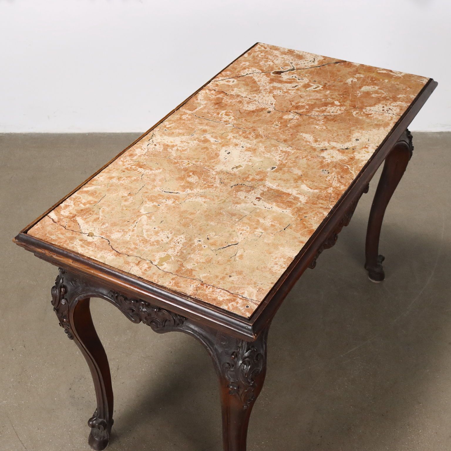 Baroque Table Walnut Marble Top Italy XVIII Century photo buy