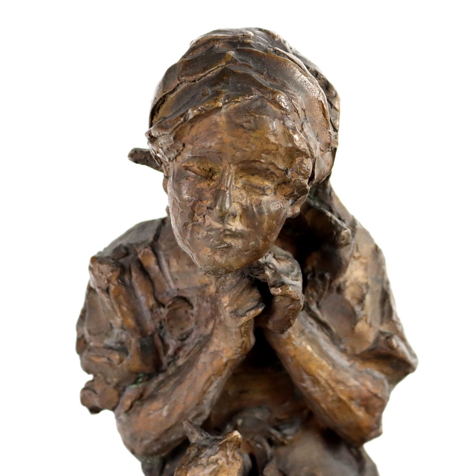 Antique Bronze Sculpture Young Peasant Giulio Branca XIX Century photo Art