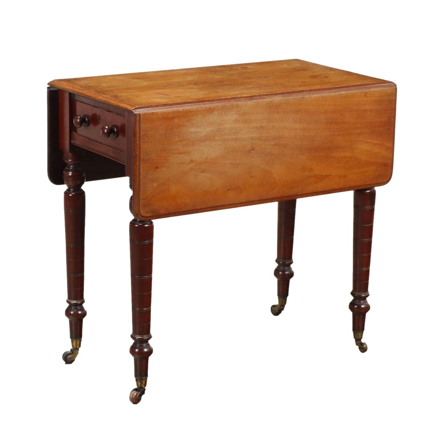 Antique Coffee Table Mahogany Drawers Decorations XIX Century