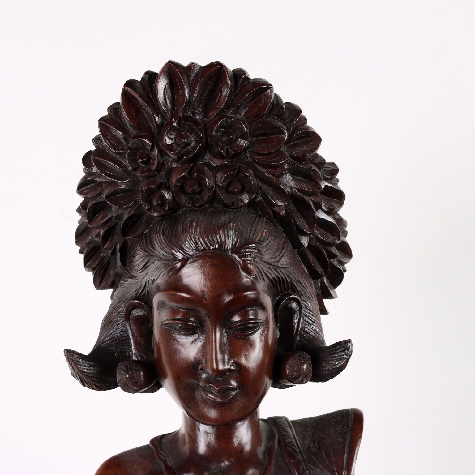 Antique Female Figure Exotic Wood Indonesia XX Century photo for sale