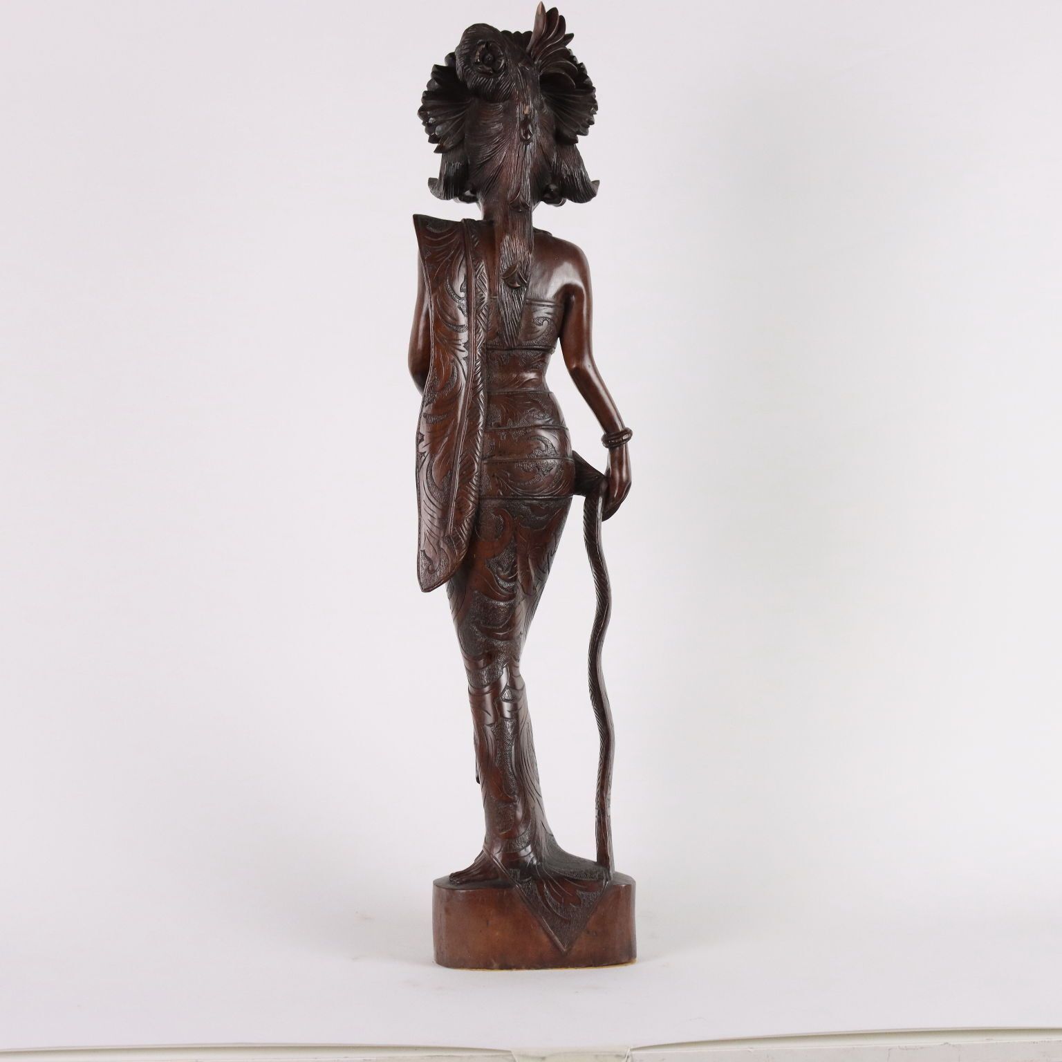Art Antique Female Figure Exotic Wood Indonesia XX Century photo