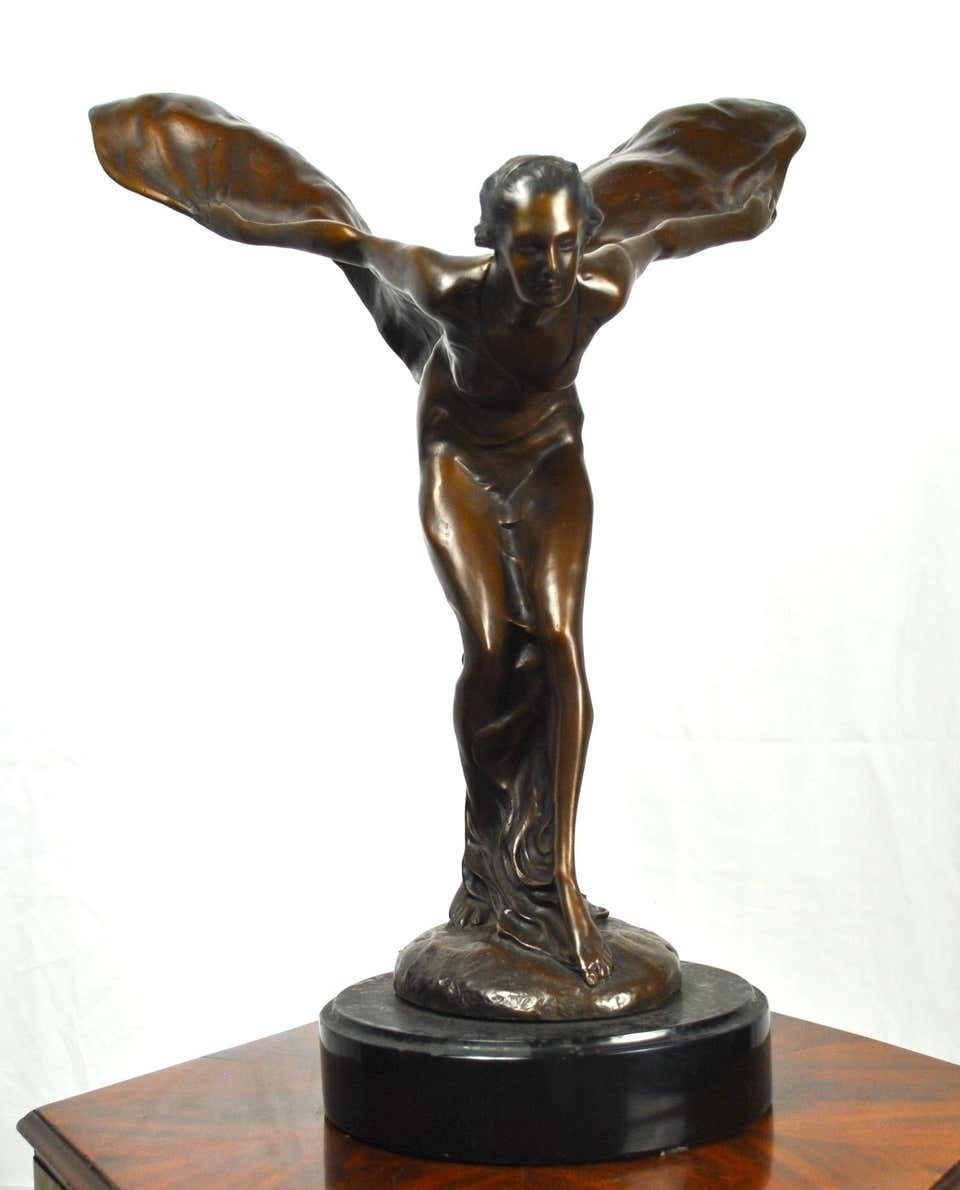 "Spirit Of Ecstasy” Bronze Statue, Signed By Artist Charles Sykes, 1920 photo for sale