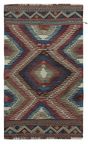 3.5x5.6 Ft Vintage Afyon Dazkiri Kilim Rug, West Central Anatolia, Ca 1960
