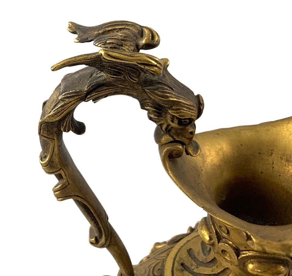 photo for sale 19th Century Pair Of Italian Renaissance Revival Cast Gilt Bronze Ewers