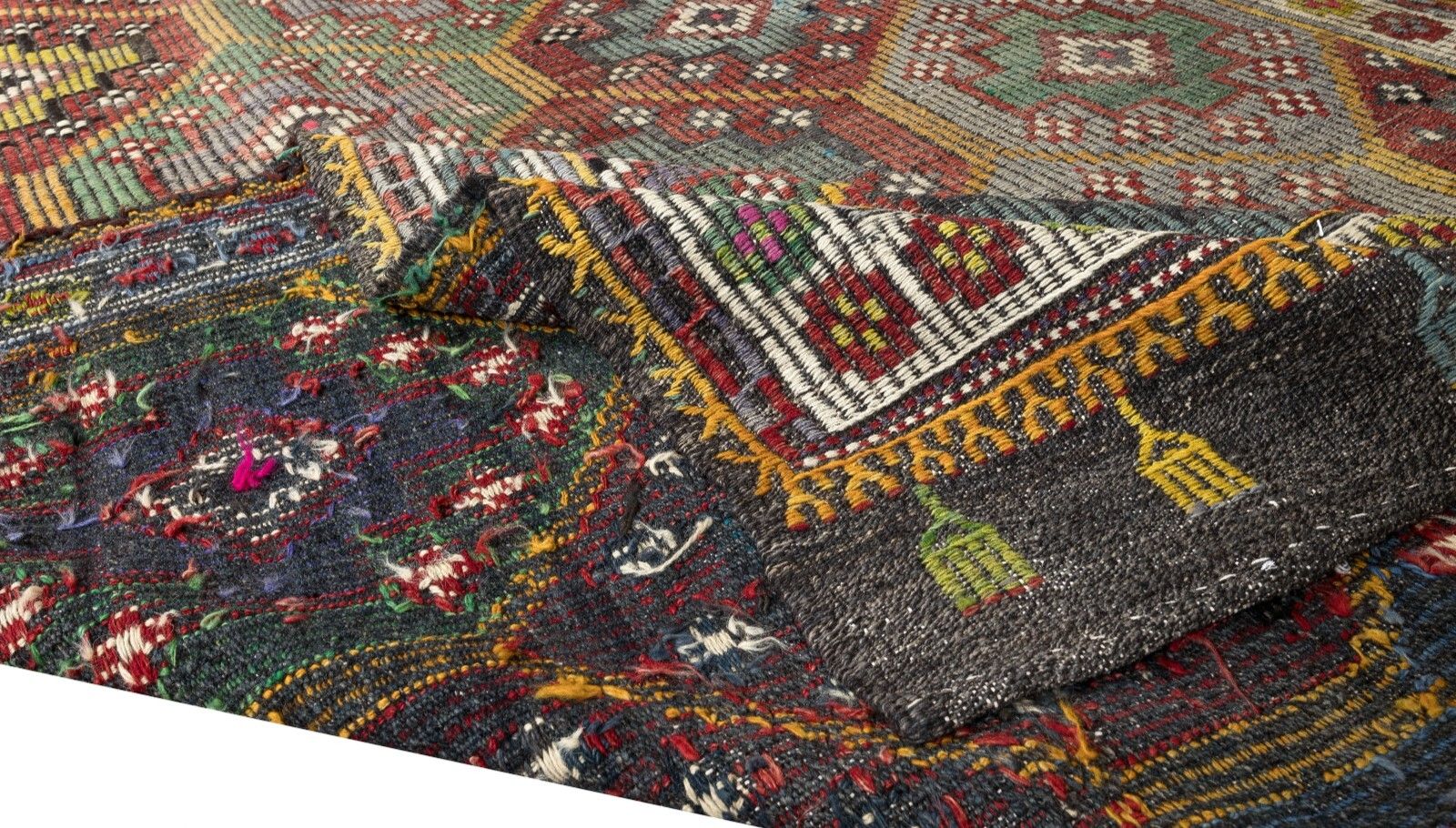 6.2x11.5 Ft Vintage Turkish Jajim Kilim, Unique Hand Woven Rug Made Of Wool photo for sale
