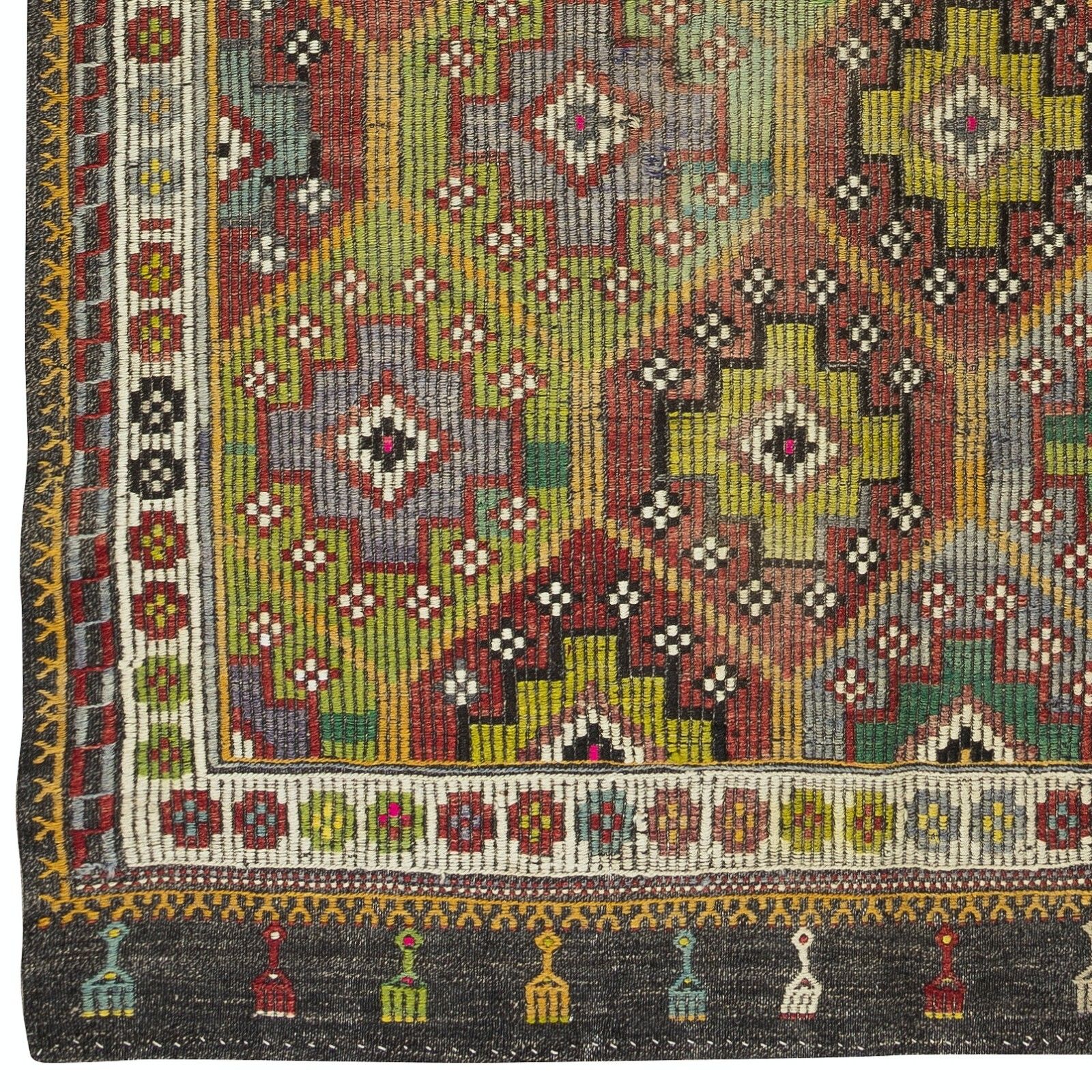 6.2x11.5 Ft Vintage Turkish Jajim Kilim, Unique Hand Woven Rug Made Of Wool photo buy