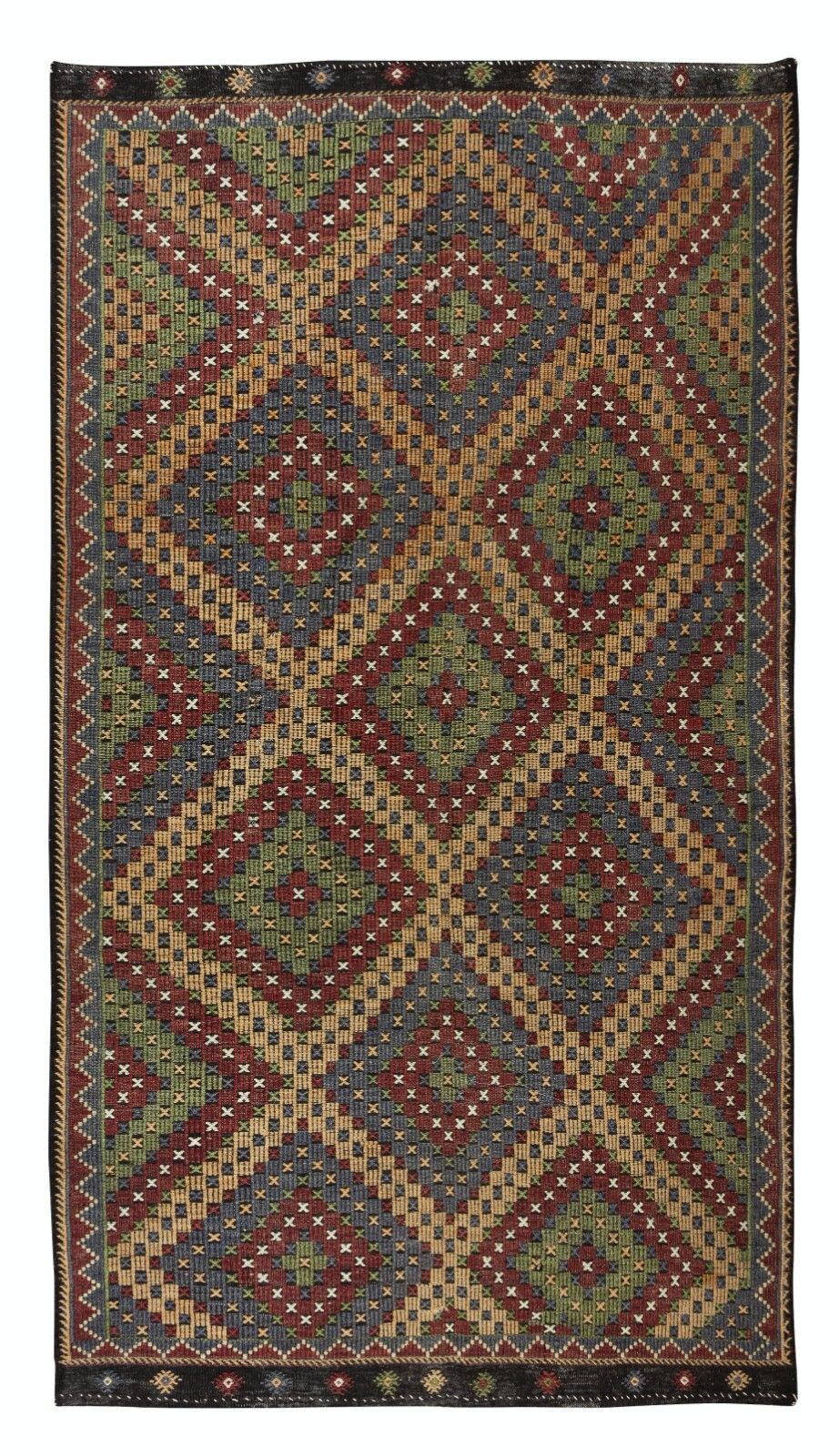 6.2x11.5 Ft Vintage Turkish Jajim Kilim, Unique Hand Woven Rug Made Of Wool
