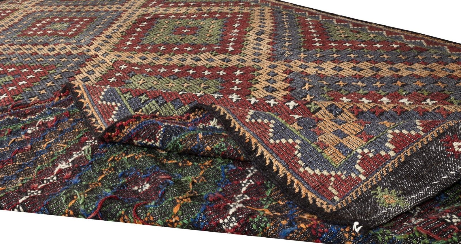 6.2x11.5 Ft Vintage Turkish Jajim Kilim, Unique Hand Woven Rug Made Of Wool photo for sale