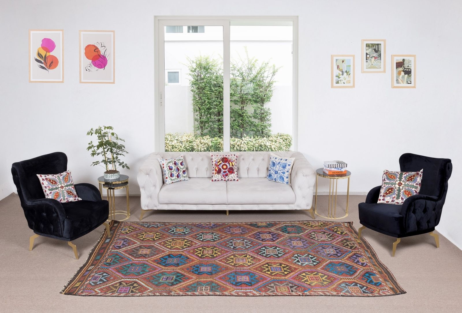 6x10 Ft Vintage Turkish Jajim Kilim Rug, Unique Hand Woven Carpet Made Of Wool photo furniture