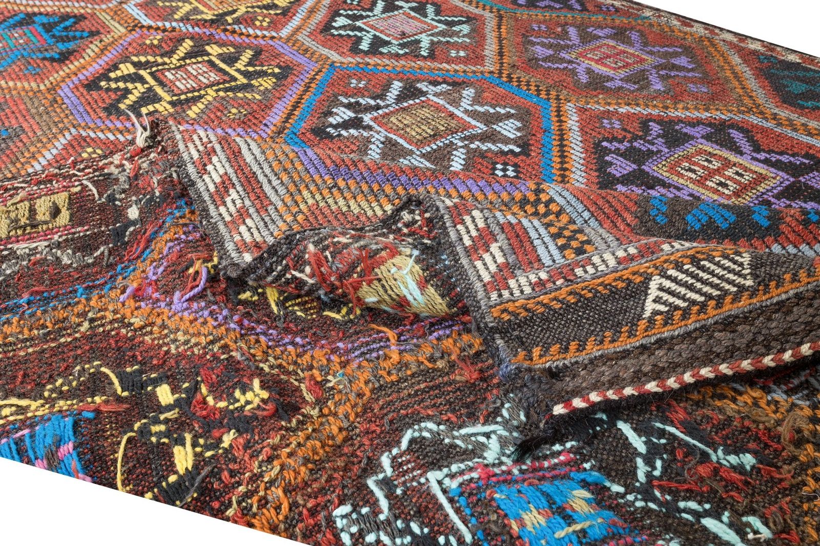 6x10 Ft Vintage Turkish Jajim Kilim Rug, Unique Hand Woven Carpet Made Of Wool photo for sale
