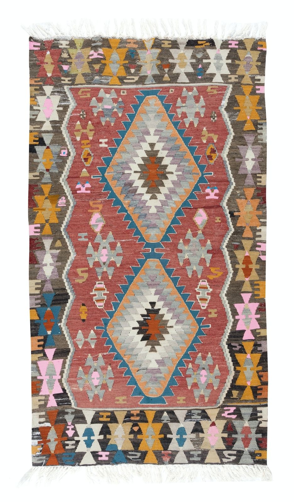 2.7x4.8 Ft Vintage Sweden Scandinavian Kilim 'Flatweave' With Geometric Patterns