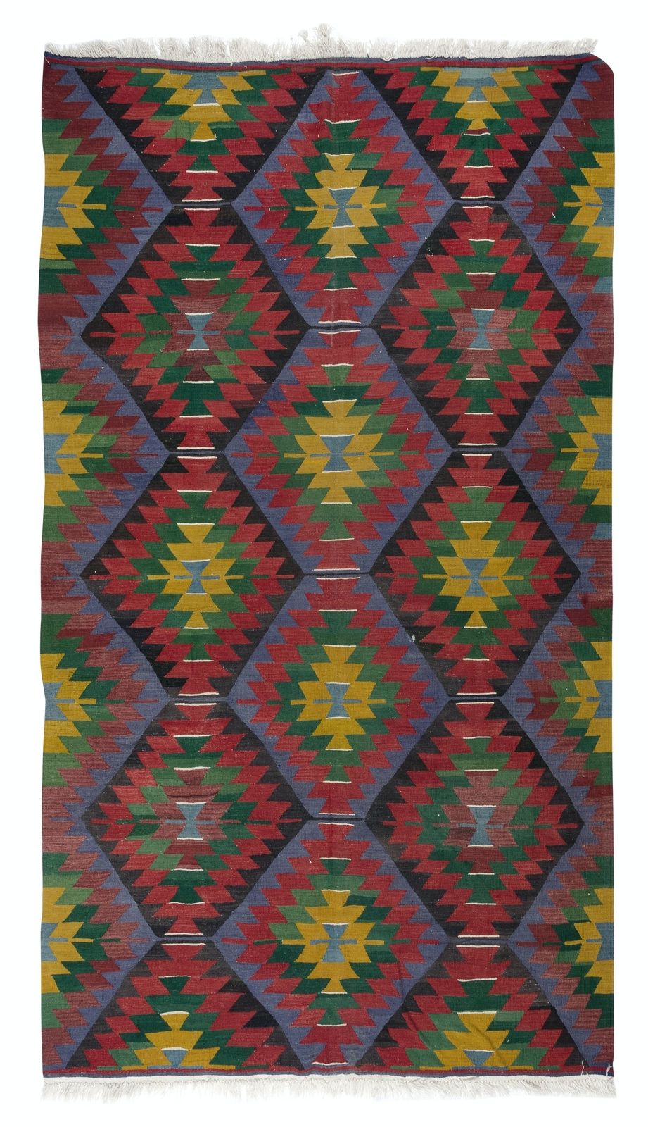 6x10.5 Ft Vintage Handwoven Turkish Kilim 'Flat Weave' With Geometric Patterns
