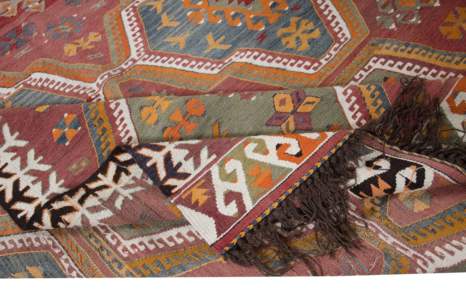 5.7x10 Ft Vintage Handwoven Turkish Kilim 'Flat Weave' With Geometric Patterns photo for sale
