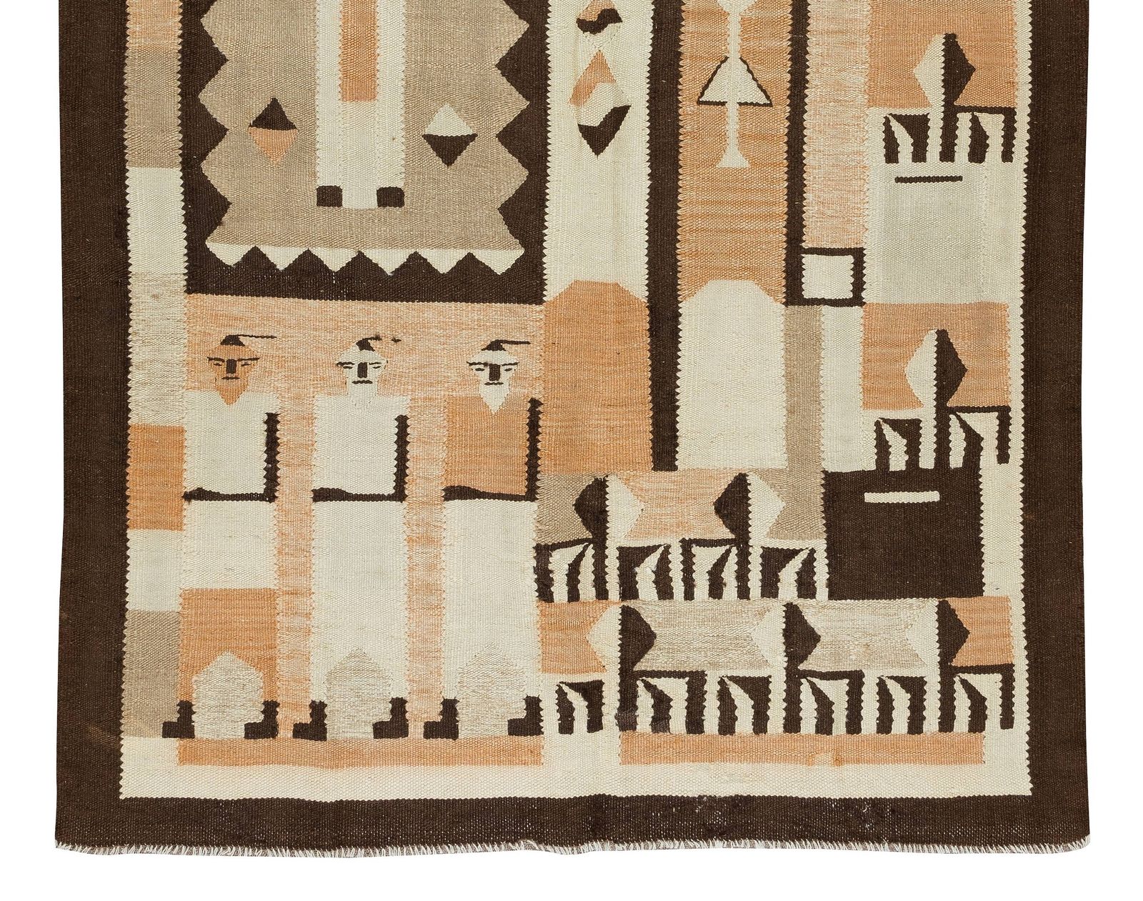 4x6.5 Ft Vintage American Indian Navajo Tribal Kilim Rug, Geometric 1970s Carpet photo 945.0