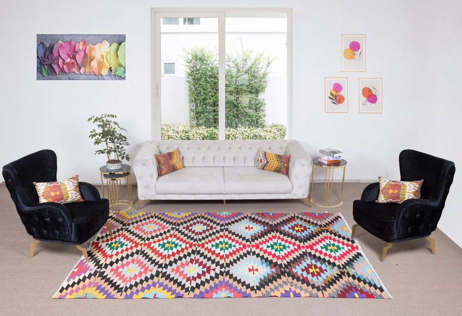 6.2x9.8 Ft Dazzling Handmade Turkish Wool Kilim, One Of A Kind Flat Weave Rug photo furniture