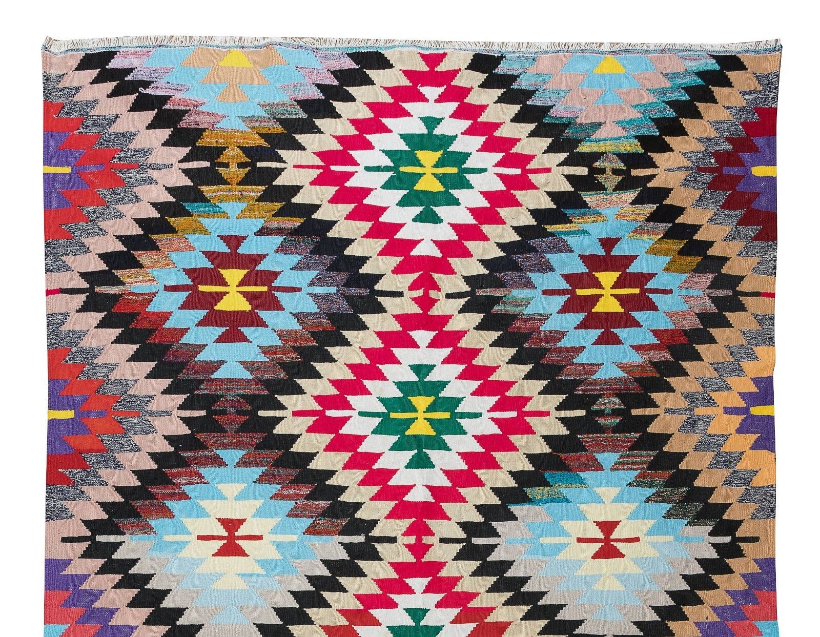 6.2x9.8 Ft Dazzling Handmade Turkish Wool Kilim, One Of A Kind Flat Weave Rug photo Textiles