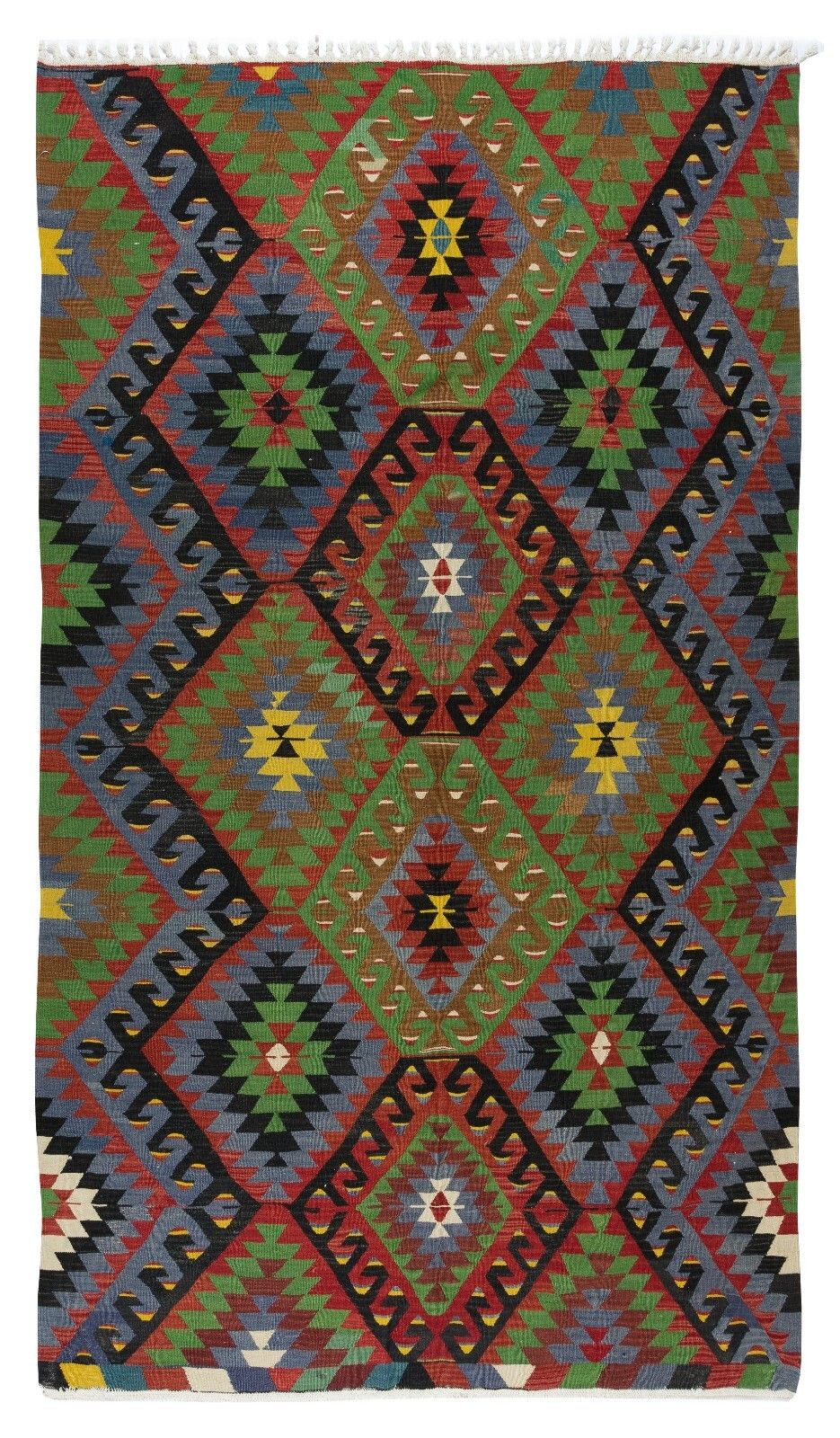 5.6x9.3 Ft Multicolored Handmade Turkish Wool Kilim, One Of A Kind Flatweave Rug