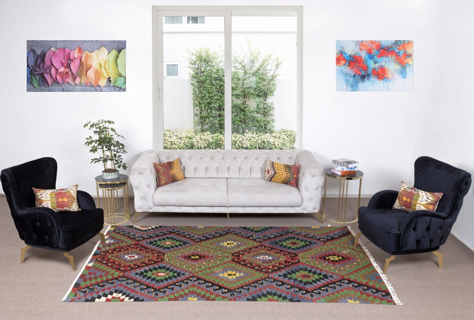 5.6x9.3 Ft Multicolored Handmade Turkish Wool Kilim, One Of A Kind Flatweave Rug photo furniture