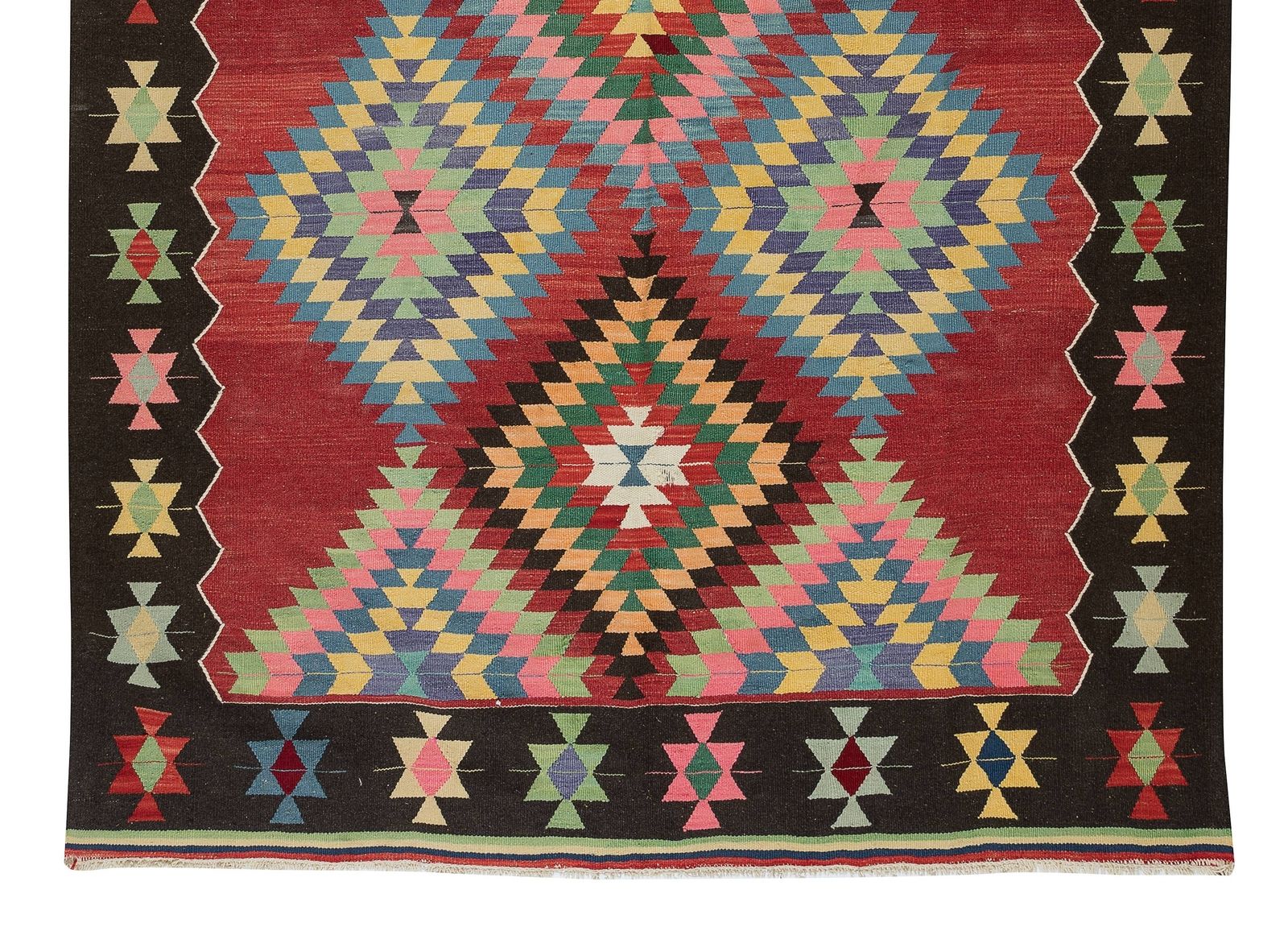 6x8.7 Ft Hand Woven Vintage Turkish Wool Kilim Rug With Geometric Design photo 914.0