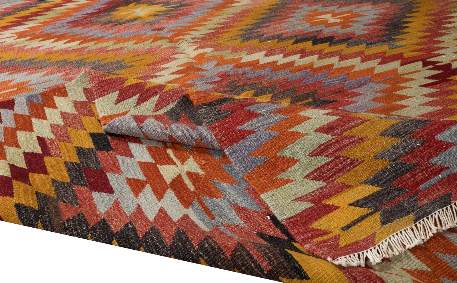 6x8.5 Ft Room Size Kilim Rug, Vintage Turkish Handwoven Geometric Pattern Carpet photo for sale