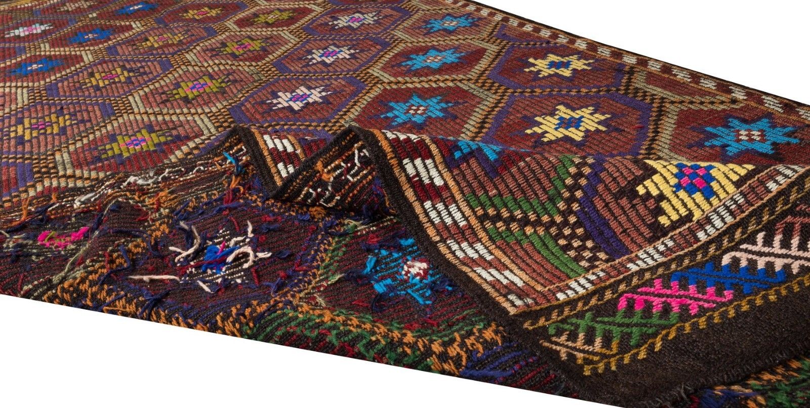 4.6x10.4 Ft One Of A Kind Handwoven Vintage Turkish Jajim Kilim Rug Made Of Wool photo for sale