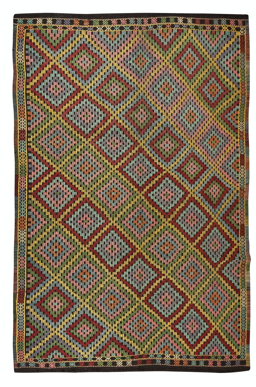 6.9x10 Ft Vintage Turkish Jajim Kilim, One Of A Kind Hand Woven Rug Made Of Wool
