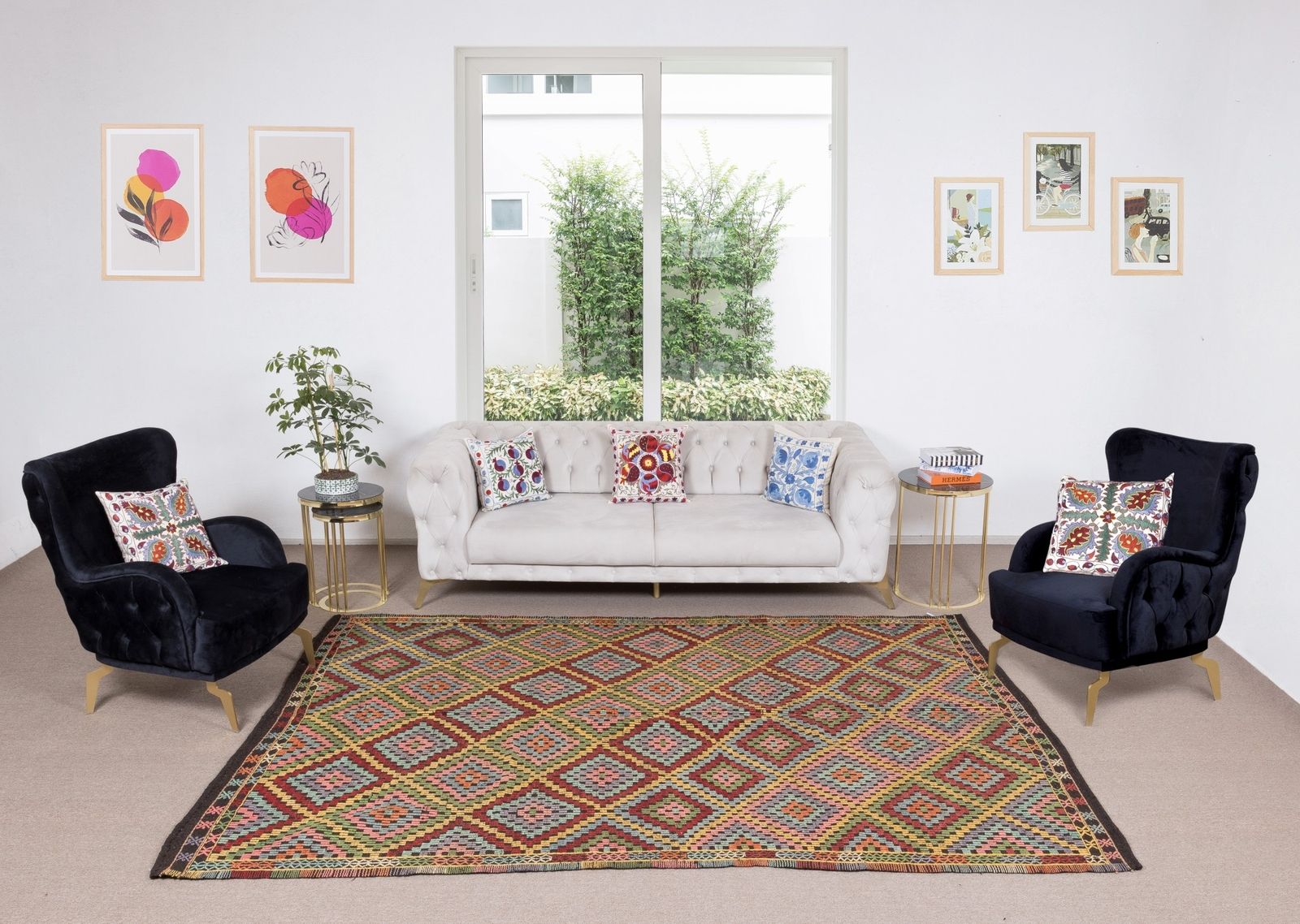 6.9x10 Ft Vintage Turkish Jajim Kilim, One Of A Kind Hand Woven Rug Made Of Wool photo furniture