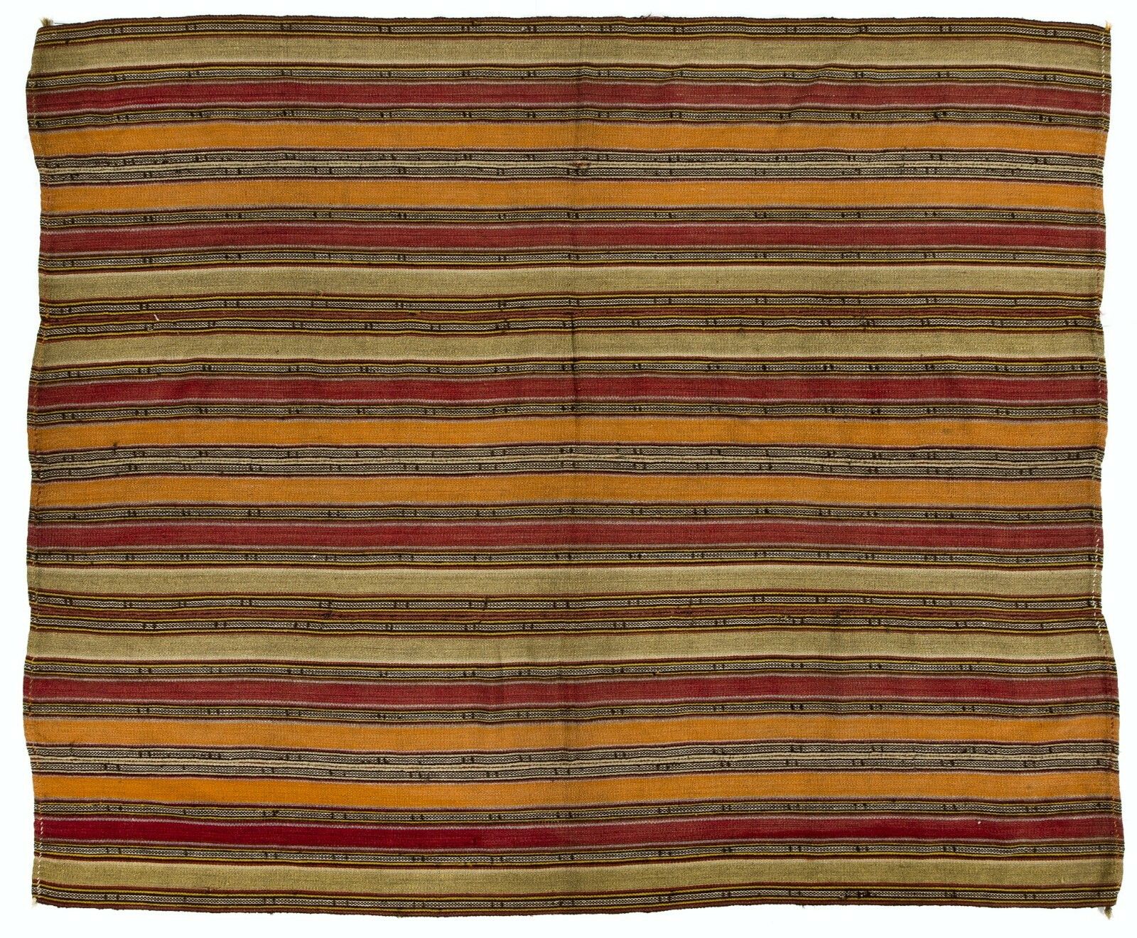 6x7.2 Ft Hand Woven Vintage Turkish Kilim, Banded Flat Weave Rug photo Textiles