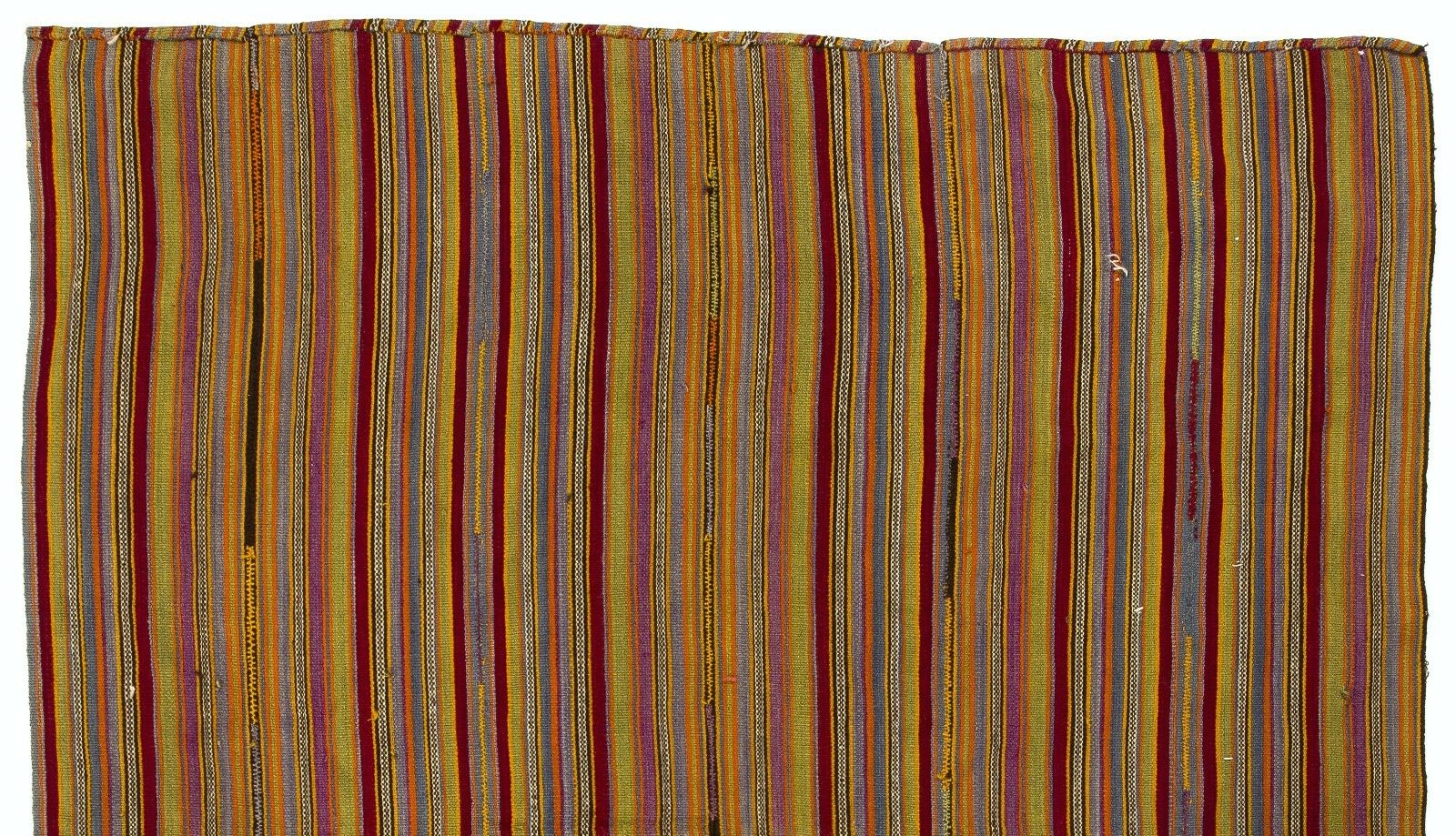 6.2x7.2 Ft Hand Woven Vintage Anatolian Kilim (Flat Weave) With Vertical Bands photo furniture