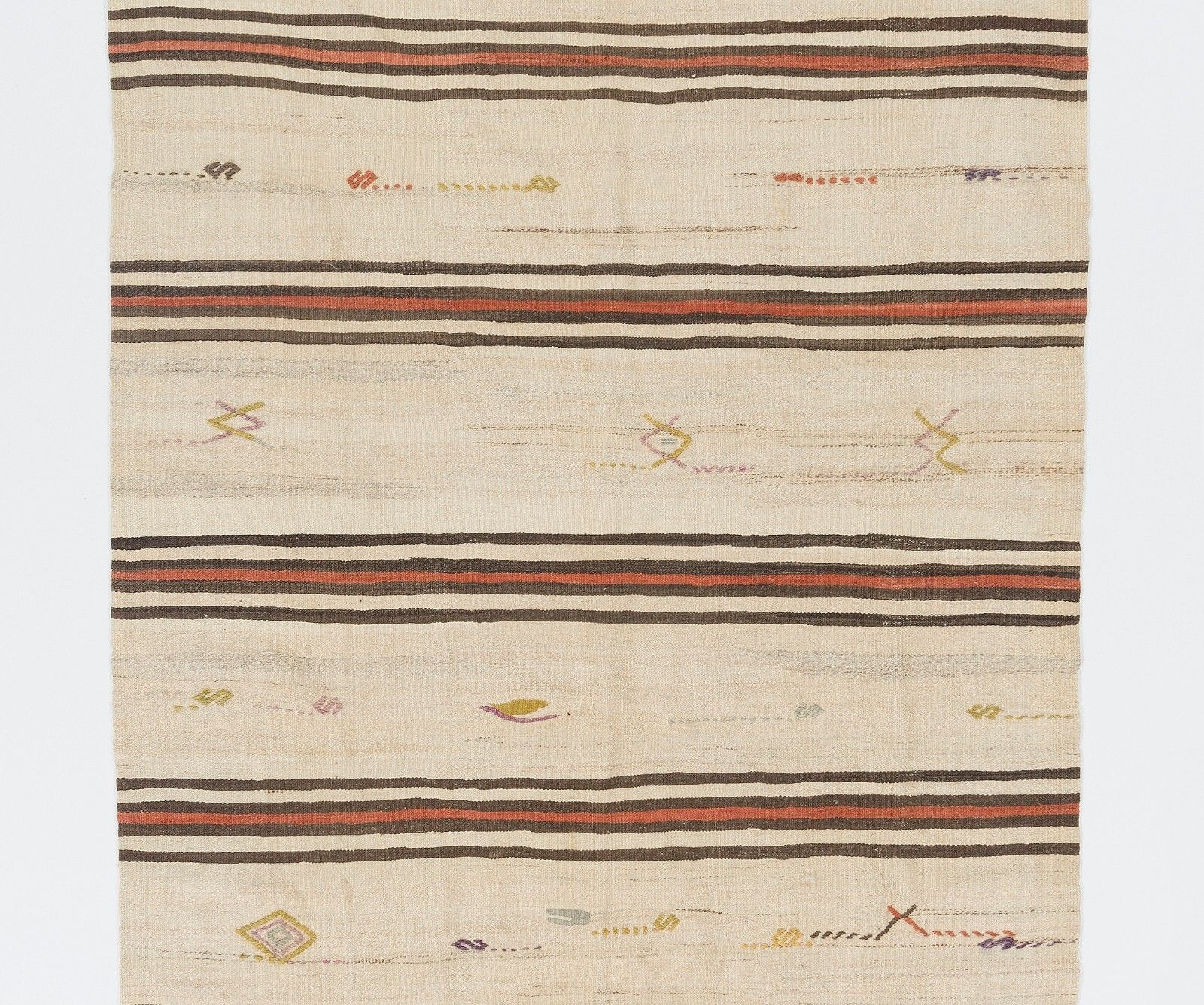 4.8x13.2 Ft Vintage Anatolian Kilim Runner, Flat Woven Rug, 100% Wool photo furniture