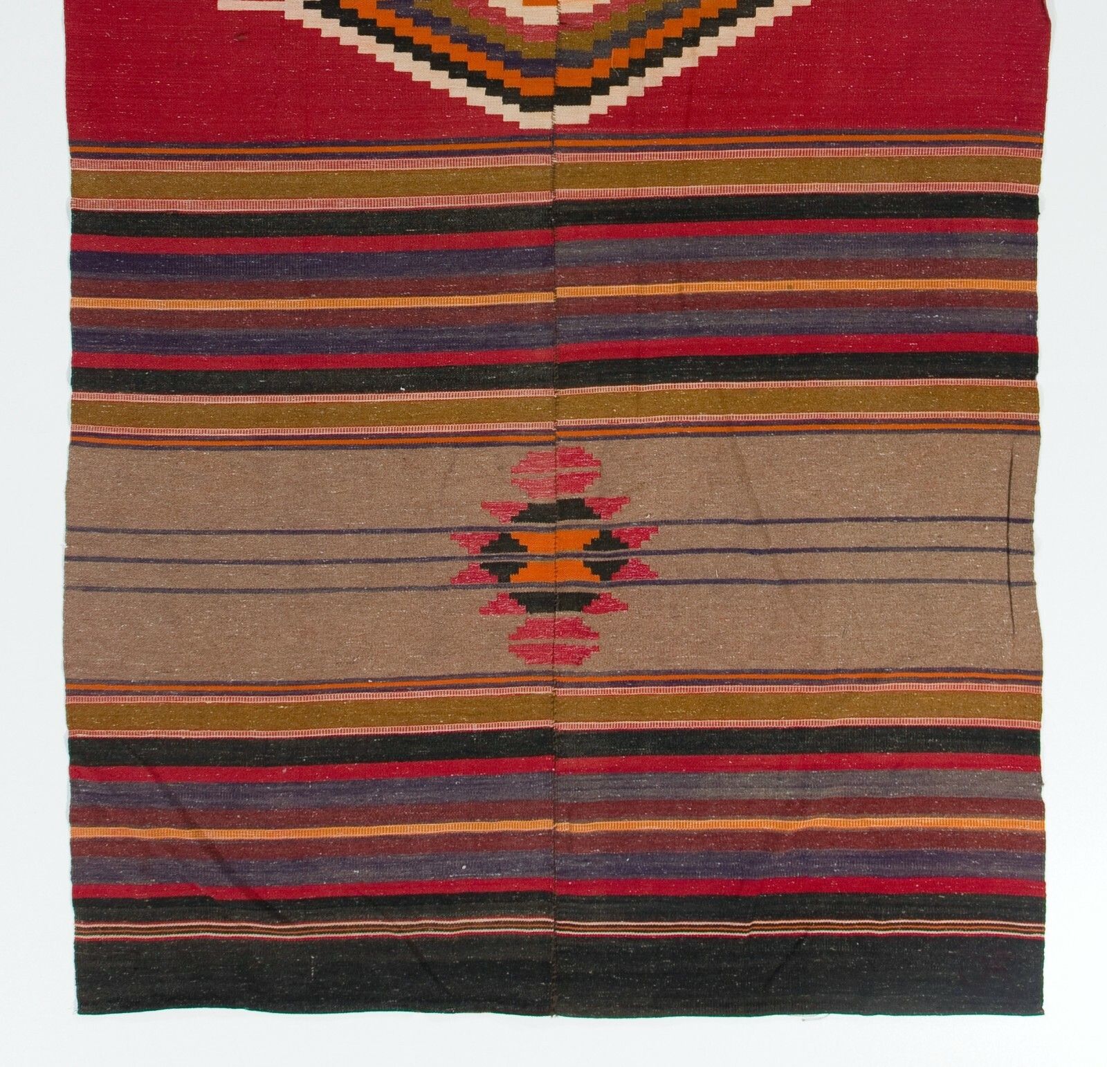 4.4x9.3 Ft Vintage Anatolian Kilim, Flat Woven Wool Rug photo for sale